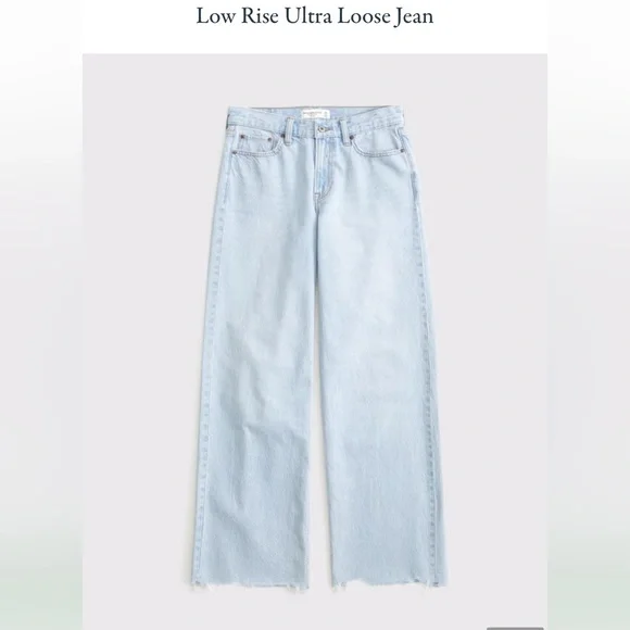 NWT Abercrombie & Fitch Low Rise Ultra Loose Jean size 33L Light Destroy Hem - Picture 8 of 12